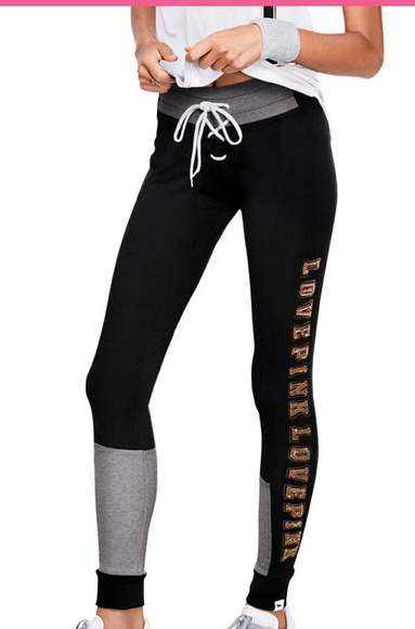PINK Victoria's Secret Pants - Nwt Victorias Secret PINK Rose Gold Bling Leggings